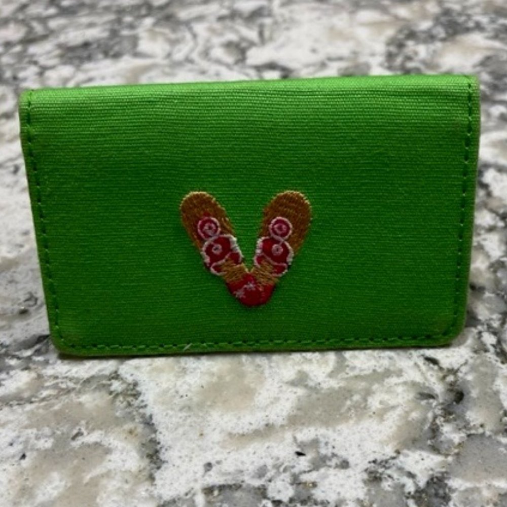 A Tierney Embroidered Flip Flop Canvas Business Card Holder